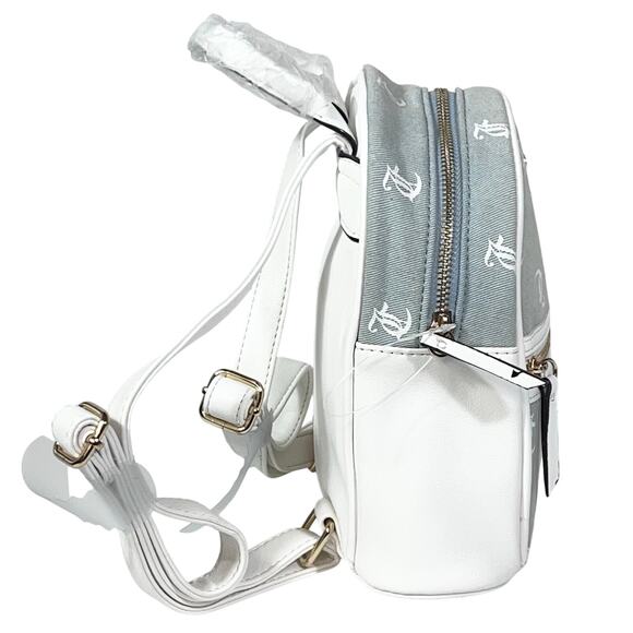 Juicy Couture Mini Backpack Denim White w/ Wallet Bag Purse New - Picture 2 of 11